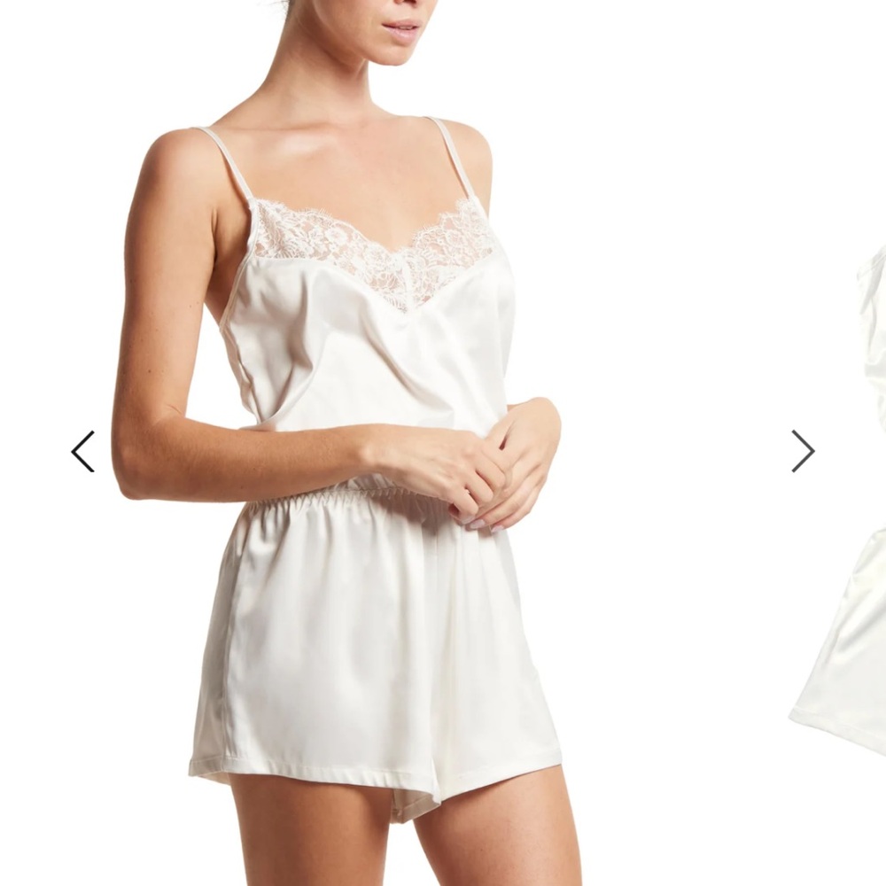 Hanky Panky Happily Ever After Romper Light Ivory Satin